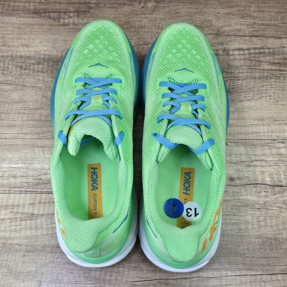 Hoka One One Clifton 9 Men\'s Sz 15 D Zest Lime Glow Running Shoes (1127895 ZLGL) main image 5